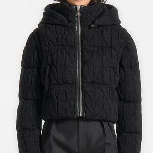 Maniere De Voir 2-in-1 Cable Knit Puffer Jacket/Gilet